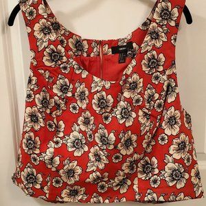 Plus Size Floral Print Cop Top and Mini Skirt Set